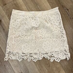 Apricot Lane Cream Lace Mini Skirt